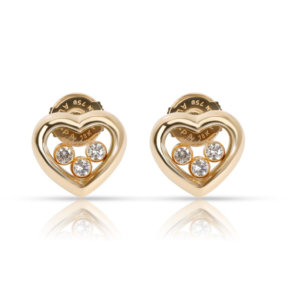 Chopard Happy Diamonds Icons Heart Earrings in 18K Yellow Gold 0.18 CTW